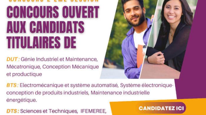 Annonce d'ouverture des candidatures - Deuxième session Licence Professionnelle / Bachelor en Technologies pour l'industrie du futur